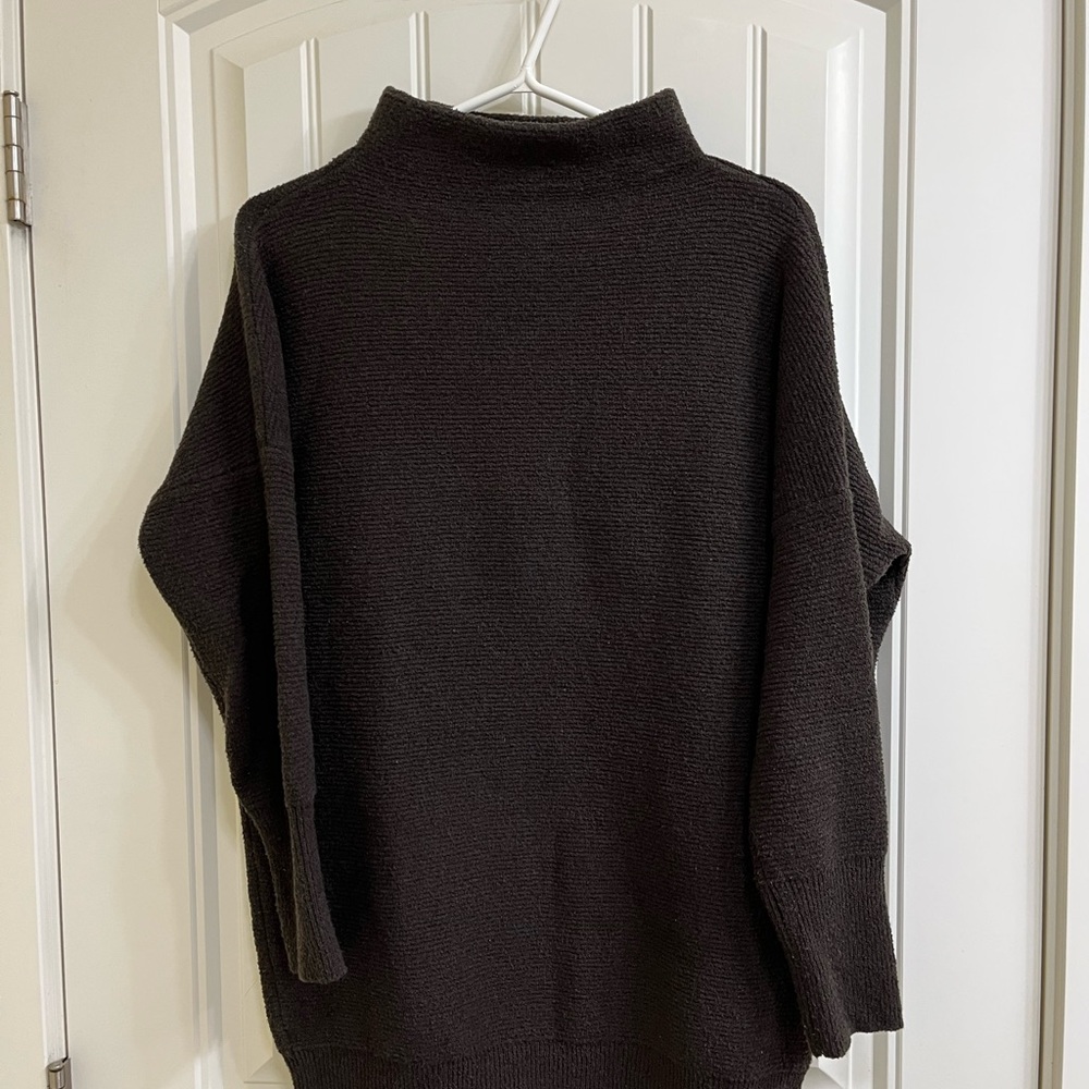 DEX Women’s Mock Neck Oversized Sweater - chocolate brown